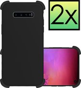 Samsung Galaxy S10 Plus Hoesje Zwart Cover Shock Proof Case Hoes - 2 stuks