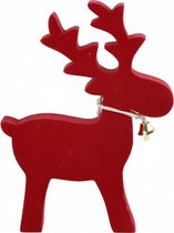 kerstfiguur Rendier Billy 15 x 20 cm hout rood