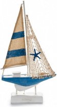 zeilboot 22 led 25 x 5,5 x 43,5 cm hout donkerblauw