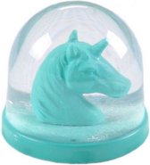 sneeuwbol eenhoorn 9 cm ABS blauw