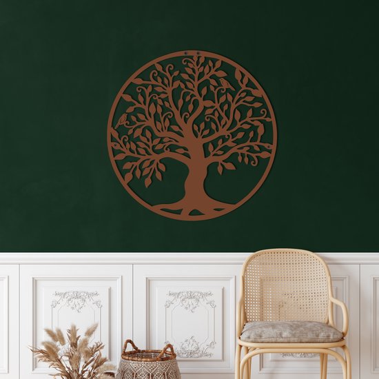 Foto: Wanddecoratie family tree decor metal wall art muurdecoratie woonkamer bronze 45x45cm