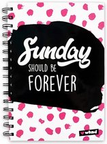 spiraalschrift Sunday forever A5 papier zwart/wit/roze