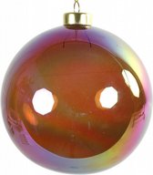 kerstbal Gundel 14 cm glas bruin