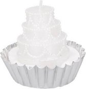 decoratie-kaars feesttaart 4,5 x 6,2 cm wax wit