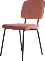 Joe eetkamerstoel - Roze | Velvet | Stoel met zwart stalen poten | Design eetkamerstoelen - Rib frame stoel