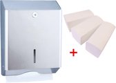 WillieJan startset papieren handdoekjes JF7001 – Mat RVS – Handdoekjes dispenser + 3 bundels handdoekjes