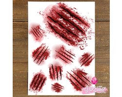 GetGlitterBaby® - Krabwond Tattoo Halloween Decoratie Versiering / Carnaval Schmink Make Up Plak Tattoos Bloed / Tijdelijke Fake Tattoo Snee Snijwond Tattoe / Nep Tatoeage - Wond Wonden Krabwonden