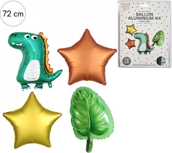 folie ballonnen Dino Dinosaurus helium 4 stuks