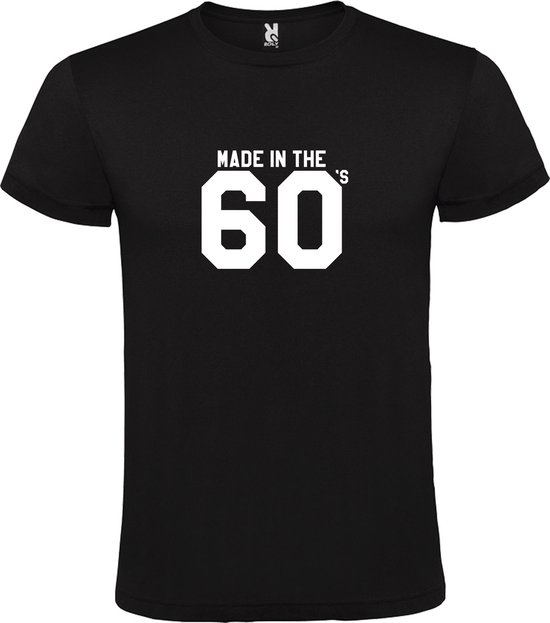 Zwart T shirt met print van " Made in the 60's / gemaakt in de jaren 60 " print Wit size XXXXXL