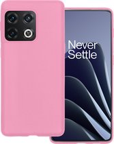 Hoes Geschikt voor OnePlus 10 Pro Hoesje Siliconen Back Cover Case - Hoesje Geschikt voor OnePlus 10 Pro Hoes Cover Hoesje - Lichtroze
