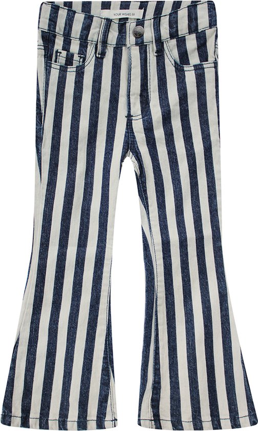 Foto: Your whishes flared pants girl largas abba classic blue stretch katoen verstelbare taille zakken voor en achter maat 122 128