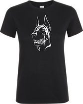 Klere-Zooi - Silhouette Dobermann - Dames T-Shirt - 4XL