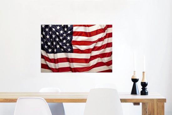 Gros plan du drapeau américain Aluminium 60x40 cm - Tirage photo sur aluminium (décoration murale en métal)