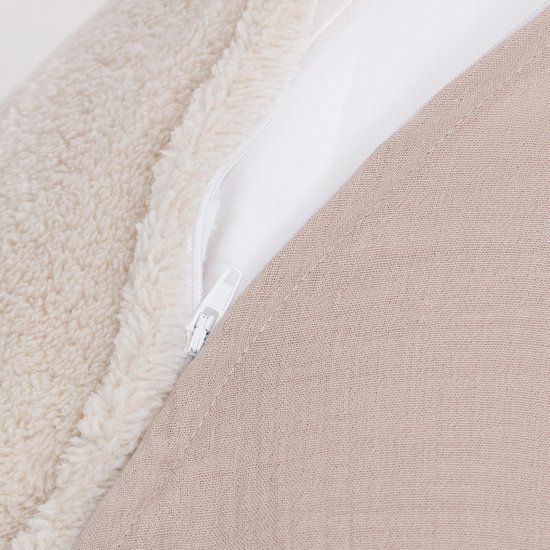 Snoozzz Voedingskussen Ergonomisch Premium kwaliteit - 185 cm - microparel vulling - luxe draagtas - Wasbare hoes van Zachte teddy met katoen - Teddy Sand
