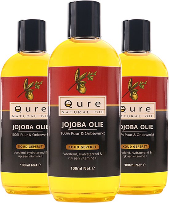 Jojoba Olie 100ml | Biologisch | 100% Puur & Onbewerkt | Jojobaolie voor Gezicht, Haar en Lichaam | Huidolie | Haarolie - Qure Natural Oil
