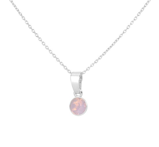 ARLIZI 2071 Ketting roze opaal Swarovski kristal hanger - sterling zilver - 44 cm