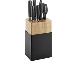 ZWILLING Now Messenblok - 7-Delig – 4 Messen – 1 Schaar – 1 Slijpstaaf – RVS Messenset - Zwart