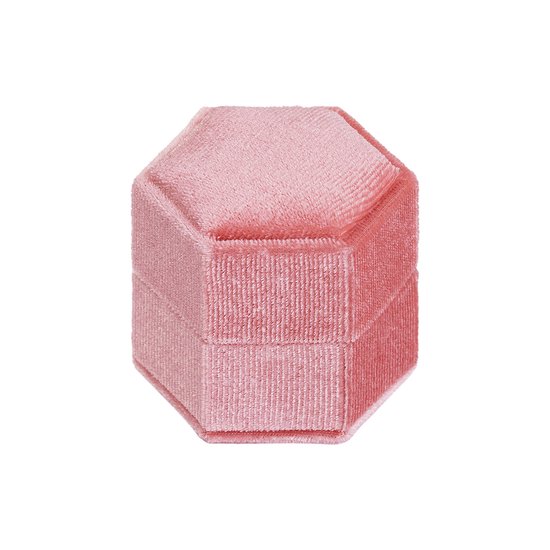 Fluwelen ringdoos - Sieradendoos - Geschenk doos - 2 ringen - roze