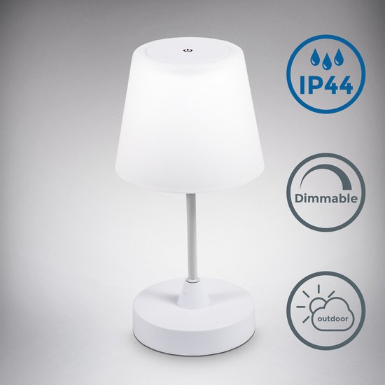 BK Licht - Lampe de table éclairage extérieur - IP44 - dimmable - lampe de table LED rechargeable - blanc