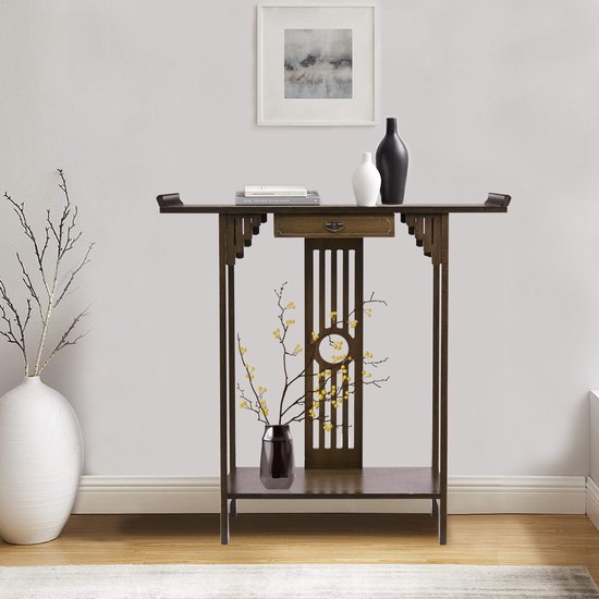 Console Tafel met Oplaadstation, 160 cm Smalle Bank Tafel, Industriële