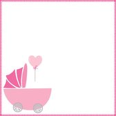 Geboortetegel op maat meisje met kinderwagen 15 x 15 cm - kraamcadeau - geboorte cadeau - baby geboorte cadeau