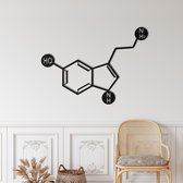 Wanddecoratie |Serotonine Molecuul /Serotonin Molecule decor | Metal - Wall Art | Muurdecoratie | Woonkamer |Zwart| 90x63cm
