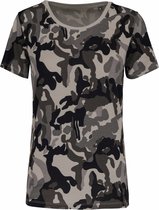 Dames T-shirt camouflage Grijs, korte mouwen, maat XXL, K3031