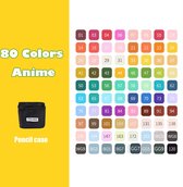Stiften set 80 Delig anime - Tweekoppig - Stiften met 80 verschillende Kleuren - Stiften voor Volwassenen en Kinderen