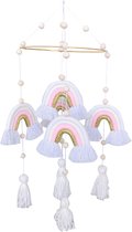 Baby mobiel - Regenboog - Wit/Roze/Goud - Kinderkamer - Wieg accessoire - Babykamer - Kraam cadeau