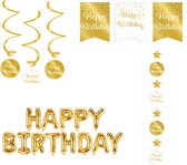 Verjaardagspakket goud Happy Birthday