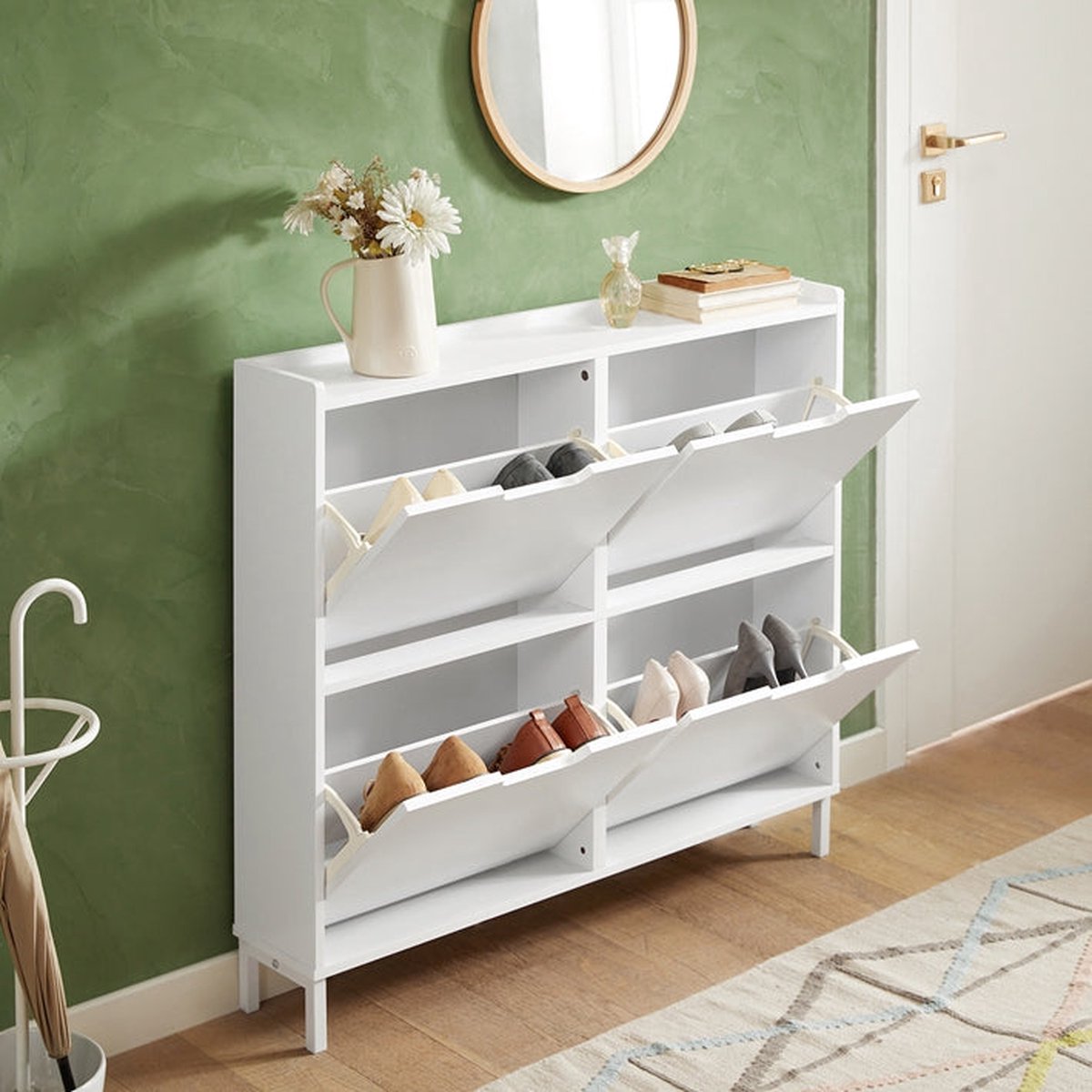 Simpletrade schoenenkast - 4 kleppen - Wit - Mooi design