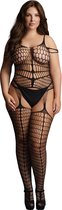 Shots - Le Désir Jarretel Bodystocking met Scheuren - Plus Size black OSX