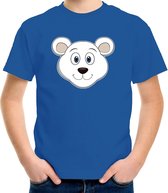 Cartoon ijsbeer t-shirt blauw voor jongens en meisjes - Kinderkleding / dieren t-shirts kinderen 122/128