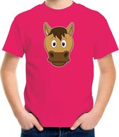 Cartoon paard t-shirt roze voor jongens en meisjes - Kinderkleding / dieren t-shirts kinderen 134/140