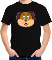 Cartoon hond t-shirt zwart voor jongens en meisjes - Kinderkleding / dieren t-shirts kinderen 110/116