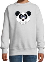 Cartoon panda trui grijs voor jongens en meisjes - Kinderkleding / dieren sweaters kinderen 134/146