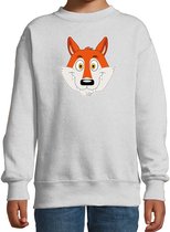 Cartoon vos trui grijs voor jongens en meisjes - Kinderkleding / dieren sweaters kinderen 122/128