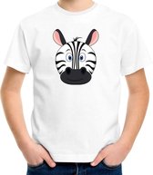 Cartoon zebra t-shirt wit voor jongens en meisjes - Kinderkleding / dieren t-shirts kinderen 146/152