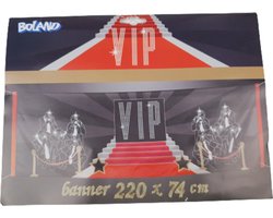 VIP banner - Rood / Zwart / Multicolor - Kunststof - 220 x 74 cm - Feest - V.I.P. - Party - Decoratie