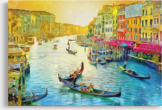 Schilderij Venetië op 300 g/m2 100% canvas gedrukt/ 60 x 40 cm/  18 mm houten canvas frame / 4/0 full colour gedrukt / zeer hoge kwaliteit canvas schilderij / Met ophangsysteem
