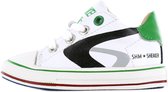 Shoesme witte sneakers met groene hiel