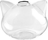 Glazen vaas kattenkopje/poezenhoofdje vaas glas vaasje klein glas transparant