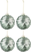 J-Line Doos Van 4 Kerstballen Paillettenglas Licht Azuur Medium