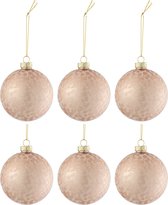 J-Line Doos Van 6 Kerstballen Suiker Glas Mat Licht Roze Small