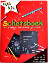 Schetsboek Crea-kit A4 Zwart 20 vel 180 grams