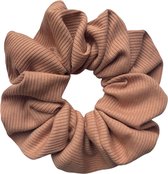 Scrunchie - Handmade - Oversized - Ribstof - Effen - Perzik - Diameter circa 16 cm - 95% katoen, 5% ea - Zacht voor je haar - Leuke variant voor elastiekjes - Haaraccessoires - haa