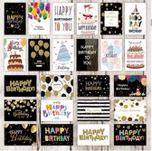 SUNMOOL Wenskaarten - Happy Birthday - Verjaardag - 10x15cm - Gevouwen kaarten met enveloppen - 24 Stuks