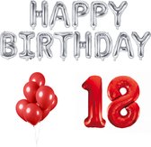 18 jaar Verjaardag Versiering Ballon Pakket Rood & Zilver