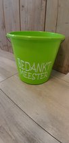 Emmer - tekst - 5 liter - Limegroen - "Bedankt Meester" - Kado - Afscheid
