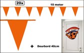 20x Vlaggenlijn oranje 10 meter + deurbord wij kijken voetbal - Holland Nederland WK sport orange festival thema feest